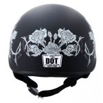 Hot Leathers HLD1021 Lady Rider Flat Black Motorcycle DOT Approved Skull Cap Half Biker Helmet - Image 6