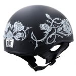 Hot Leathers HLD1021 Lady Rider Flat Black Motorcycle DOT Approved Skull Cap Half Biker Helmet - Image 7