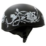 Hot Leathers HLD1021 Lady Rider Flat Black Motorcycle DOT Approved Skull Cap Half Biker Helmet - Image 8