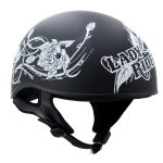 Hot Leathers HLD1021 Lady Rider Flat Black Motorcycle DOT Approved Skull Cap Half Biker Helmet - Image 10