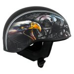 Hot Leathers HLD1023 V-Twin Eagle Flat Black Motorcycle DOT Skull Cap Half Helmet Biker - Image 2