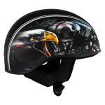 Hot Leathers HLD1023 V-Twin Eagle Flat Black Motorcycle DOT Skull Cap Half Helmet Biker - Image 4