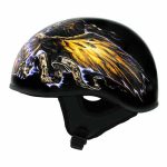 Hot Leathers HLD1028 USA Eagle Flat Black Motorcycle DOT Approved Skull Cap Half Helmet Biker - Image 11