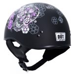 Hot Leathers HLD1031 Sugar Skull Flat Black Motorcycle DOT Approved Skull Cap Half Biker Helmet - Image 5