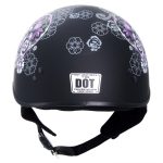 Hot Leathers HLD1031 Sugar Skull Flat Black Motorcycle DOT Approved Skull Cap Half Biker Helmet - Image 6