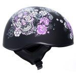 Hot Leathers HLD1031 Sugar Skull Flat Black Motorcycle DOT Approved Skull Cap Half Biker Helmet - Image 8