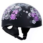 Hot Leathers HLD1031 Sugar Skull Flat Black Motorcycle DOT Approved Skull Cap Half Biker Helmet - Image 10