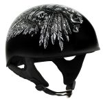 Hot Leathers HLD1032 Black Indian Skull Motorcycle DOT Approved Skull Cap Half Helmet Biker - Image 7
