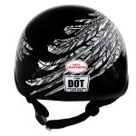 Hot Leathers HLD1032 Black Indian Skull Motorcycle DOT Approved Skull Cap Half Helmet Biker - Image 6