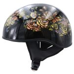 Hot Leathers HLD1034 Butterfly Lock Gloss Black Motorcycle DOT Approved Skull Cap Half Biker Helmet - Image 5