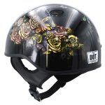 Hot Leathers HLD1034 Butterfly Lock Gloss Black Motorcycle DOT Approved Skull Cap Half Biker Helmet - Image 6