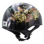Hot Leathers HLD1034 Butterfly Lock Gloss Black Motorcycle DOT Approved Skull Cap Half Biker Helmet - Image 8