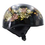 Hot Leathers HLD1034 Butterfly Lock Gloss Black Motorcycle DOT Approved Skull Cap Half Biker Helmet - Image 9