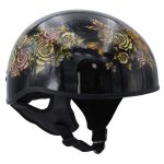 Hot Leathers HLD1034 Butterfly Lock Gloss Black Motorcycle DOT Approved Skull Cap Half Biker Helmet - Image 10
