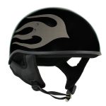 Hot Leathers HLD1036 Silver Flames Gloss Black Motorcycle DOT Approved Skull Cap Half Helmet - Image 8