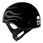 Hot Leathers HLD1036 Silver Flames Gloss Black Motorcycle DOT Approved Skull Cap Half Helmet - Image 4