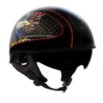 Hot Leathers HLD1037 Gloss Black Up Wing Eagle USA Advanced DOT Unisex Half Helmet w/ Drop Down Visor - Image 7