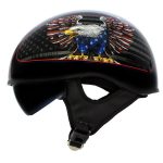 Hot Leathers HLD1037 Gloss Black Up Wing Eagle USA Advanced DOT Unisex Half Helmet w/ Drop Down Visor - Image 2