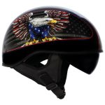 Hot Leathers HLD1037 Gloss Black Up Wing Eagle USA Advanced DOT Unisex Half Helmet w/ Drop Down Visor - Image 4