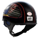 Hot Leathers HLD1037 Gloss Black Up Wing Eagle USA Advanced DOT Unisex Half Helmet w/ Drop Down Visor - Image 5