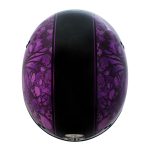 Hot Leathers HLD1039 Gloss Black Purple Skull Bouquet Advanced DOT Unisex Half Helmet w/ Drop Down Visor - Image 5
