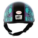 Hot Leathers HLD1041 Gloss Black Skull Bones Bolt Advanced DOT Approved Half Helmet Biker - Image 7