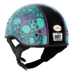 Hot Leathers HLD1041 Gloss Black Skull Bones Bolt Advanced DOT Approved Half Helmet Biker - Image 8