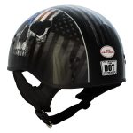 Hot Leathers HLD1042 Gloss Black Warrior Bullet Advanced DOT Approved Skull Half Helmet Biker - Image 8