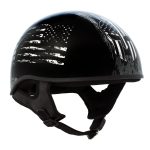 Hot Leathers HLD1043 Gloss Black Black and White Warrior Bullet Advanced DOT Skull Half Helmet - Image 6