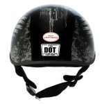 Hot Leathers HLD1043 Gloss Black Black and White Warrior Bullet Advanced DOT Skull Half Helmet - Image 7