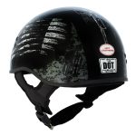 Hot Leathers HLD1043 Gloss Black Black and White Warrior Bullet Advanced DOT Skull Half Helmet - Image 8