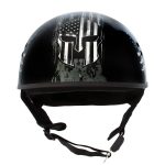 Hot Leathers HLD1043 Gloss Black Black and White Warrior Bullet Advanced DOT Skull Half Helmet - Image 9