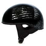 Hot Leathers HLD1043 Gloss Black Black and White Warrior Bullet Advanced DOT Skull Half Helmet - Image 4