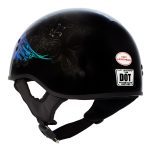 Hot Leathers HLD1045 Gloss Black Cross De Lis Advanced DOT Approved Skull Half Helmet Biker - Image 8