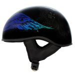 Hot Leathers HLD1045 Gloss Black Cross De Lis Advanced DOT Approved Skull Half Helmet Biker - Image 4