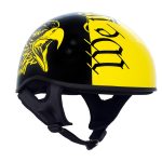 Hot Leathers HLD1046 We the People Glossy Black and Yellow DOT Skull Half Motorcycle Helmet - Image 6