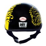Hot Leathers HLD1046 We the People Glossy Black and Yellow DOT Skull Half Motorcycle Helmet - Image 7