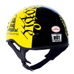 Hot Leathers HLD1046 We the People Glossy Black and Yellow DOT Skull Half Motorcycle Helmet - Image 8