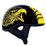 Hot Leathers HLD1046 We the People Glossy Black and Yellow DOT Skull Half Motorcycle Helmet - Image 2