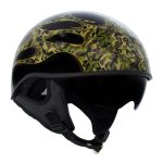 Hot Leathers HLD1047 Gloss Black Camo Skull Flames DOT Skull Half Motorcycle Helmet w/ Drop Down Tinted Visor - Image 5