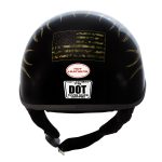 Hot Leathers HLD1047 Gloss Black Camo Skull Flames DOT Skull Half Motorcycle Helmet w/ Drop Down Tinted Visor - Image 6