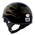 Hot Leathers HLD1047 Gloss Black Camo Skull Flames DOT Skull Half Motorcycle Helmet w/ Drop Down Tinted Visor - Image 7