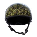 Hot Leathers HLD1047 Gloss Black Camo Skull Flames DOT Skull Half Motorcycle Helmet w/ Drop Down Tinted Visor - Image 8
