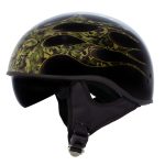 Hot Leathers HLD1047 Gloss Black Camo Skull Flames DOT Skull Half Motorcycle Helmet w/ Drop Down Tinted Visor - Image 2