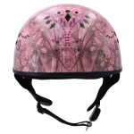 Hot Leathers HLD1048 Live, Love Ride Gloss Pink Motorcycle DOT Approved Skull Cap Half Biker Helmet - Image 2
