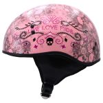 Hot Leathers HLD1048 Live, Love Ride Gloss Pink Motorcycle DOT Approved Skull Cap Half Biker Helmet - Image 5
