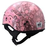 Hot Leathers HLD1048 Live, Love Ride Gloss Pink Motorcycle DOT Approved Skull Cap Half Biker Helmet - Image 6