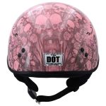 Hot Leathers HLD1048 Live, Love Ride Gloss Pink Motorcycle DOT Approved Skull Cap Half Biker Helmet - Image 7