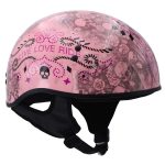 Hot Leathers HLD1048 Live, Love Ride Gloss Pink Motorcycle DOT Approved Skull Cap Half Biker Helmet - Image 10