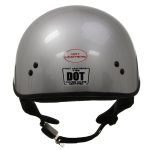 Hot Leathers HLD1050 Glossy Silver Motorcycle DOT Approved Skull Cap Half Helmet Biker - Image 8